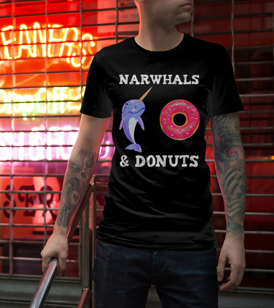 Narwhals And Donuts Funny Doughnut Combo T-Shirt
