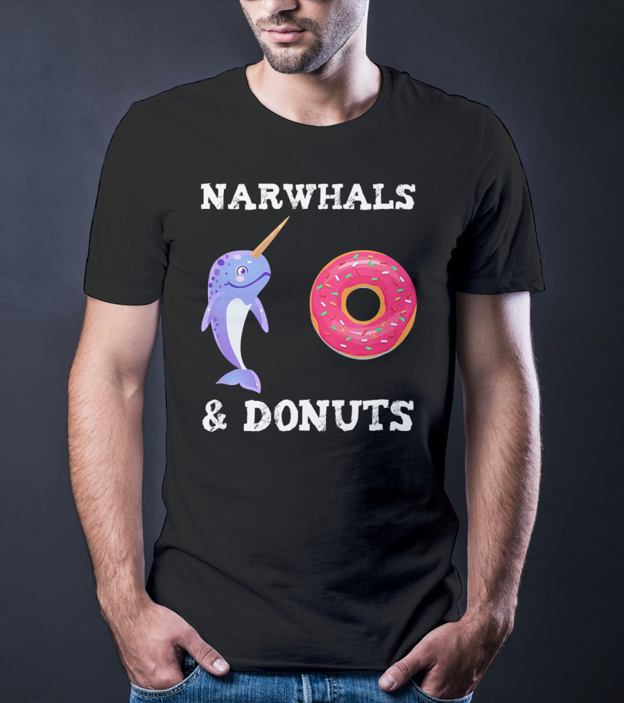 Narwhals And Donuts Funny Doughnut Combo T-Shirt