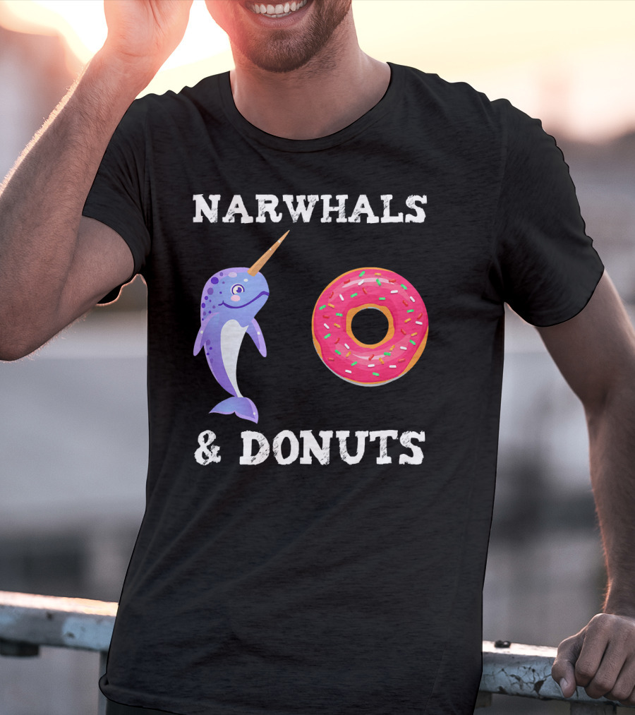Narwhals And Donuts Funny Doughnut Combo T-Shirt