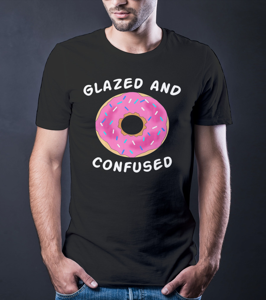 Glazed And Confused Donut Lover Pink Sprinkle Doughnut T-Shirt