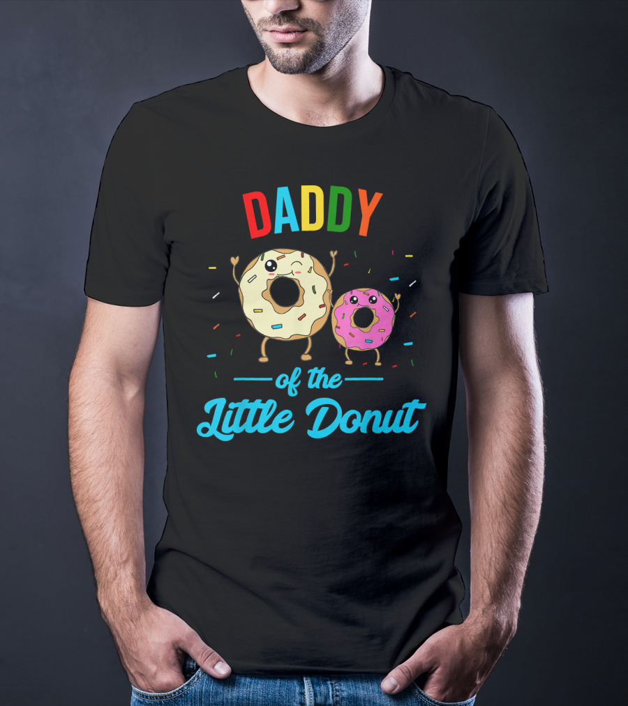 Mens Daddy Of The Little Donut Cute Colorful Sprinkles Character Duo T-Shirt
