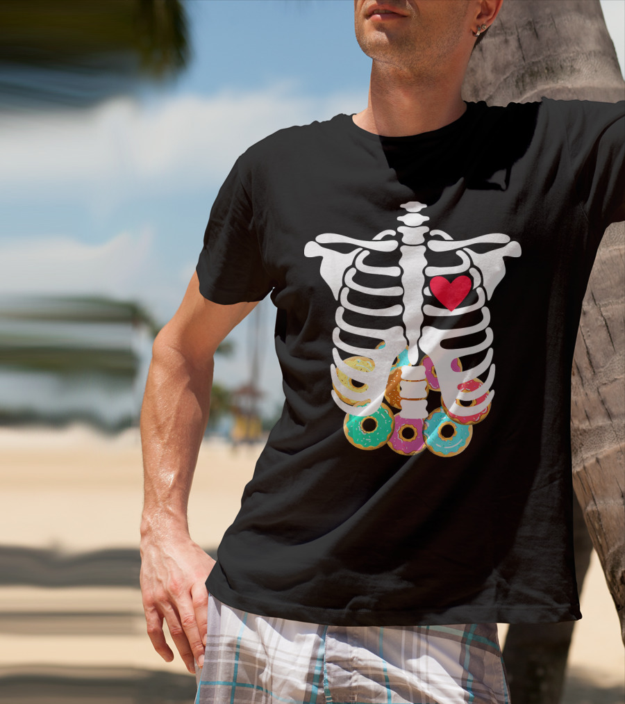 Rib Cage Skeleton X Ray Donuts Heart T-Shirt