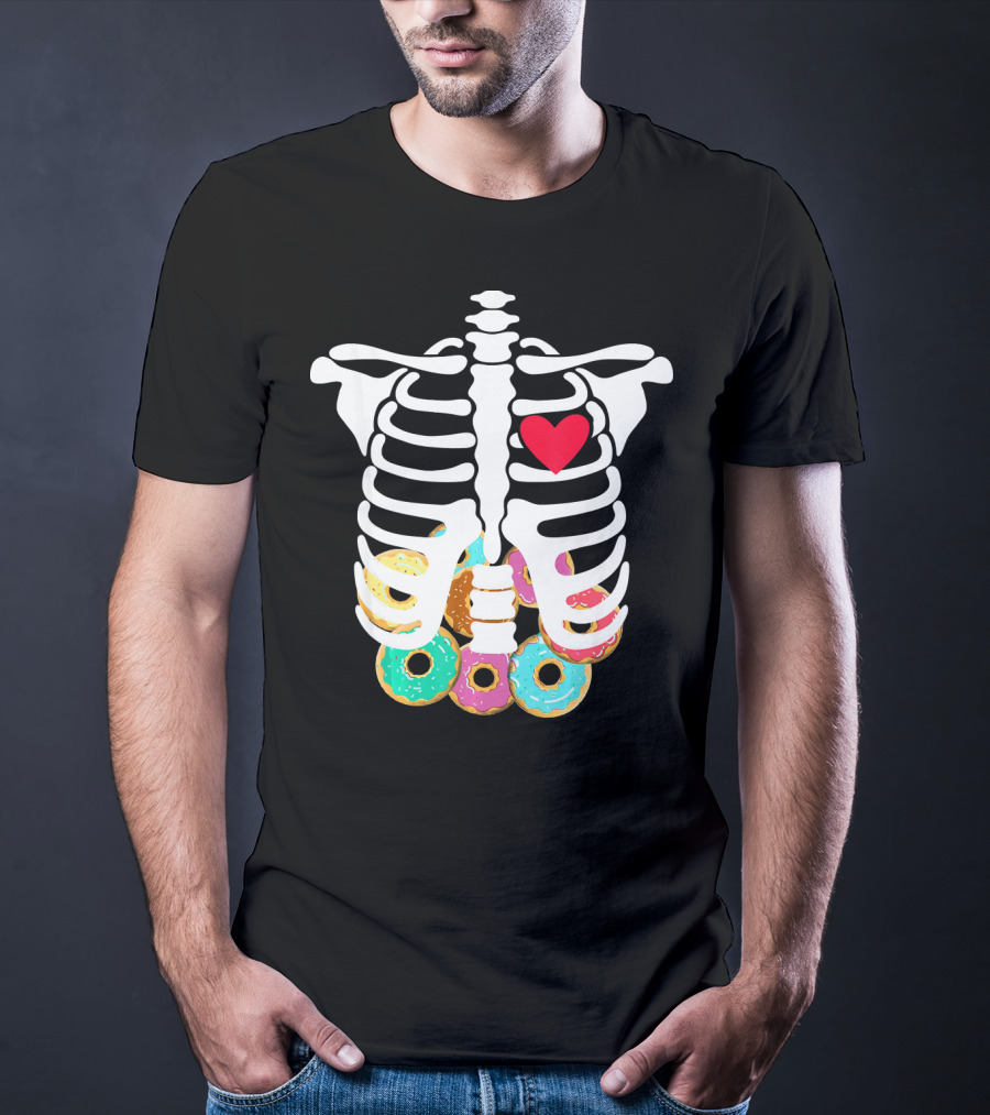 Rib Cage Skeleton X Ray Donuts Heart T-Shirt