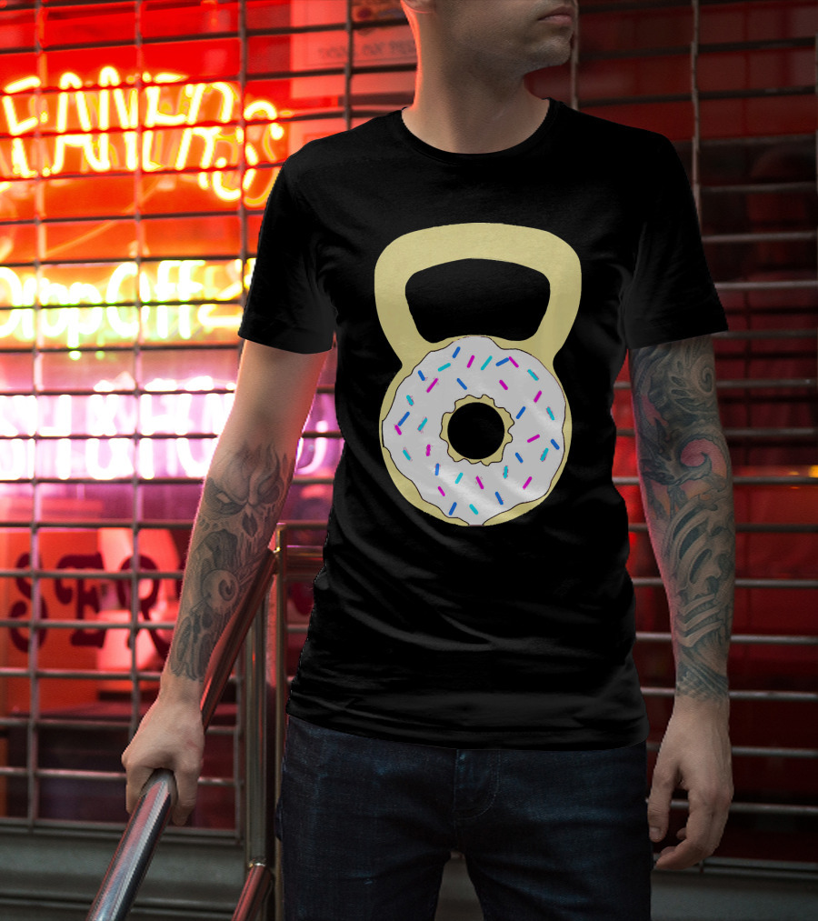Kettlebell Donut Fitness Workout Sprinkled Sweet Motivation T-Shirt