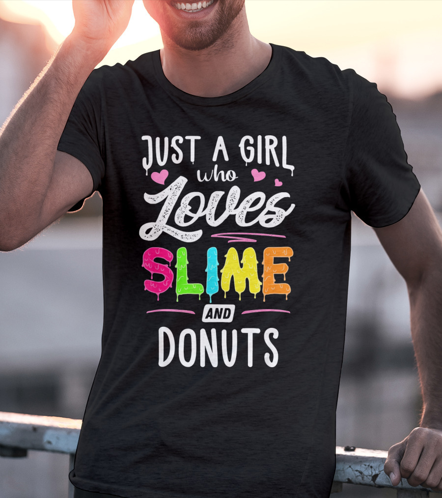 Just A Girl Who Loves Slime And Donuts Hearts T-Shirt
