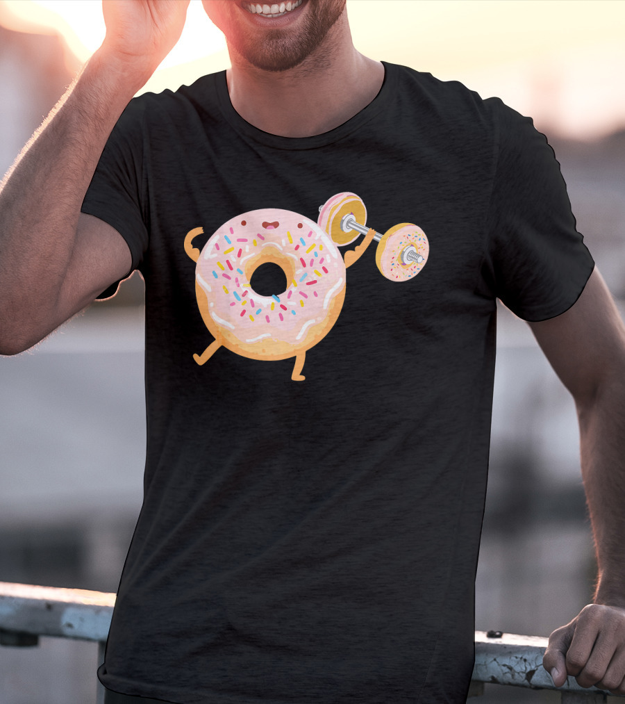 Funny Donut Gym Barbell Fitness Humor T-Shirt