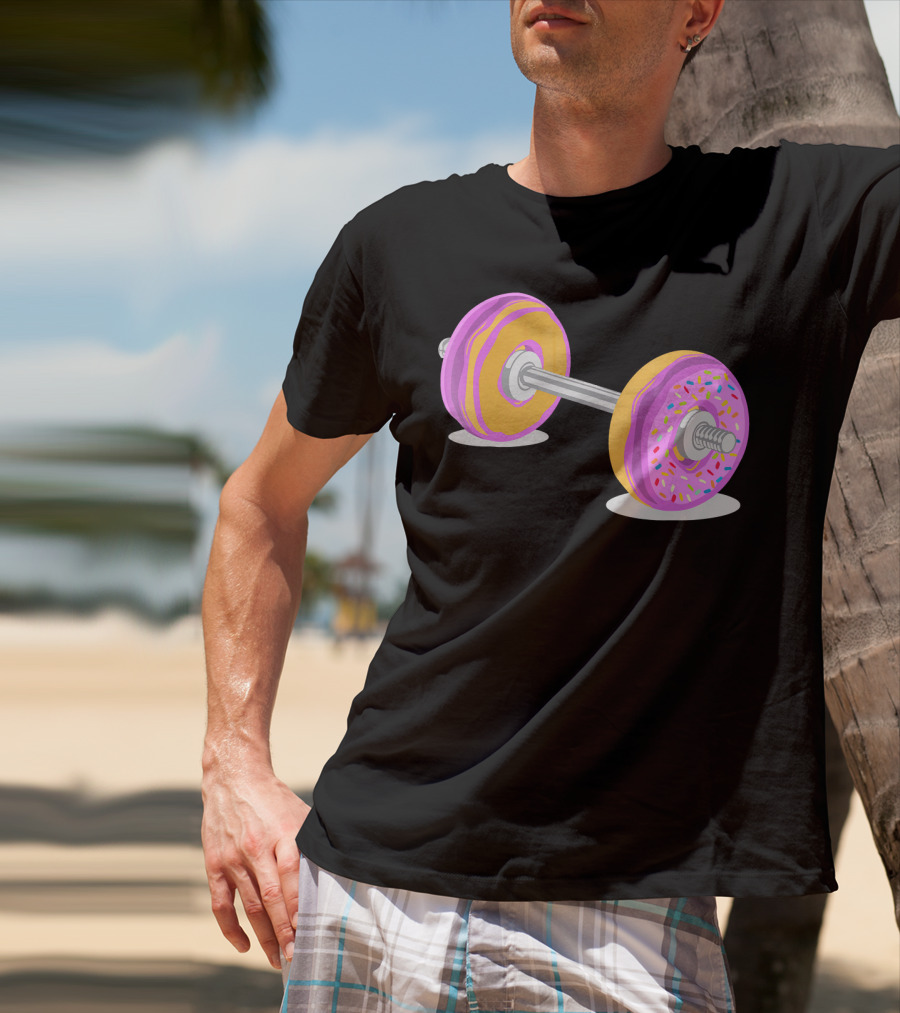 Donut Barbell Sprinkle Weightlifting Humor Novelty T-Shirt