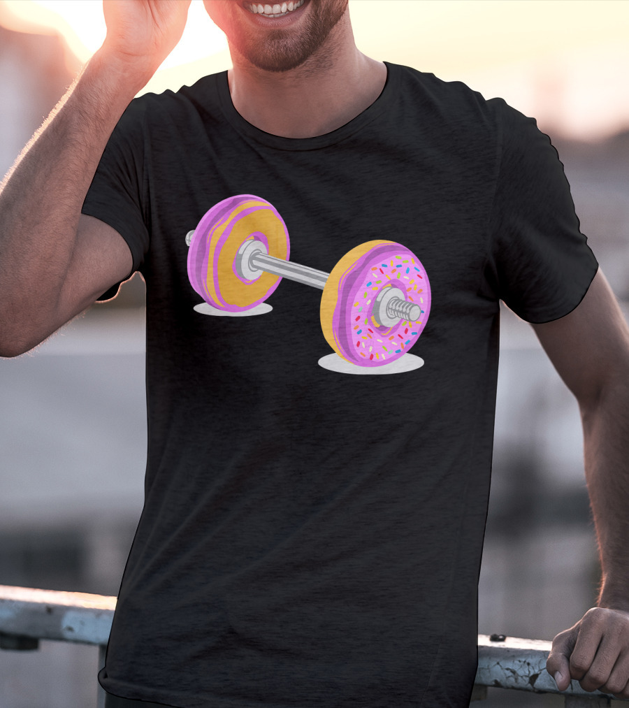 Donut Barbell Sprinkle Weightlifting Humor Novelty T-Shirt