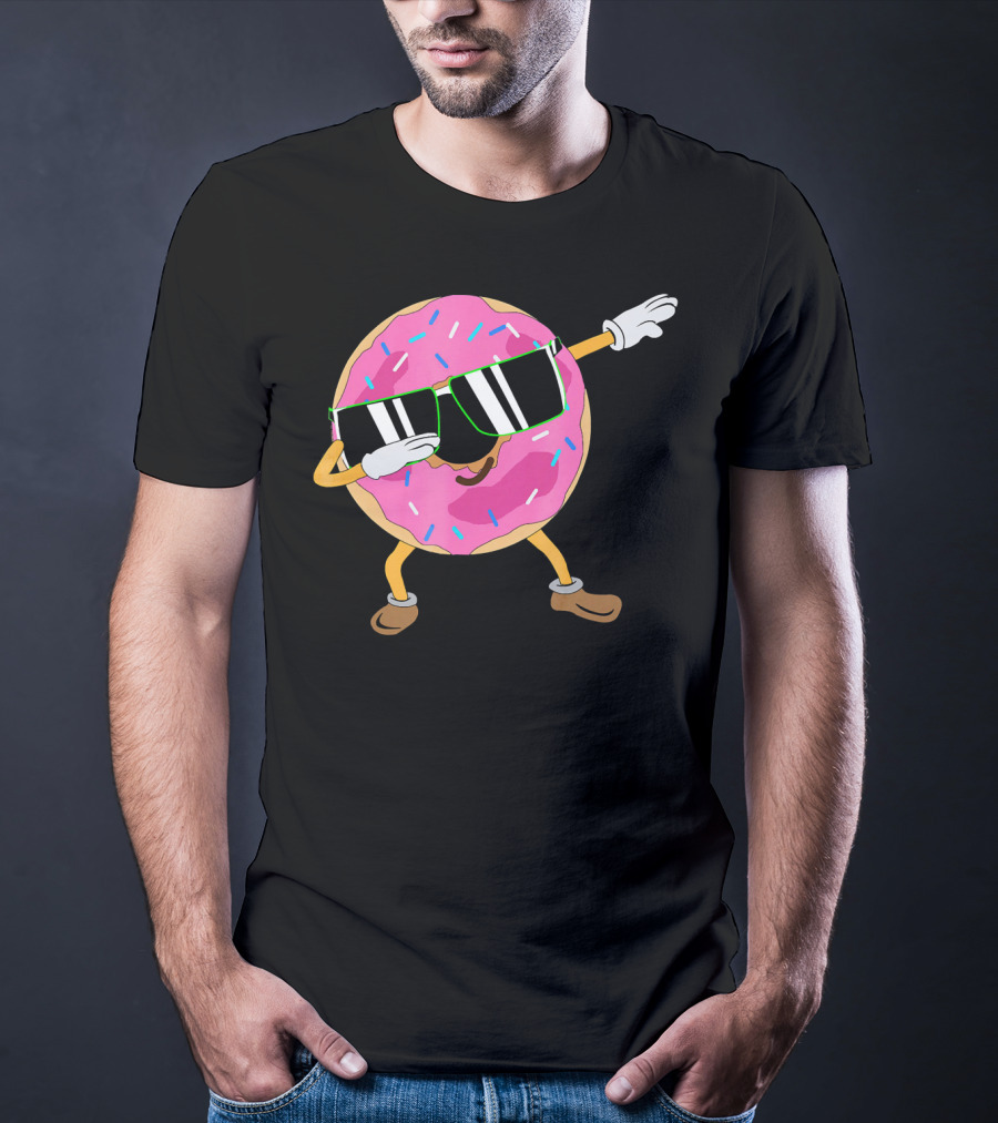 Cool Dabbing Donut Sprinkles Sunglasses Fun T-Shirt