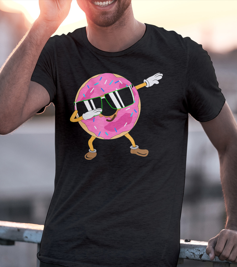 Cool Dabbing Donut Sprinkles Sunglasses Fun T-Shirt