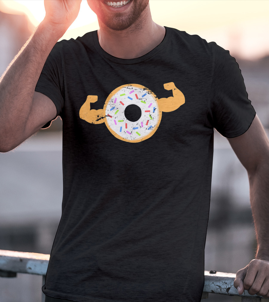 Mens Muscle Donut Flexing Funny Powerlifting T-Shirt