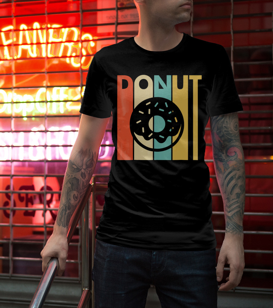 Vintage Style Donut Retro Stripes T-Shirt
