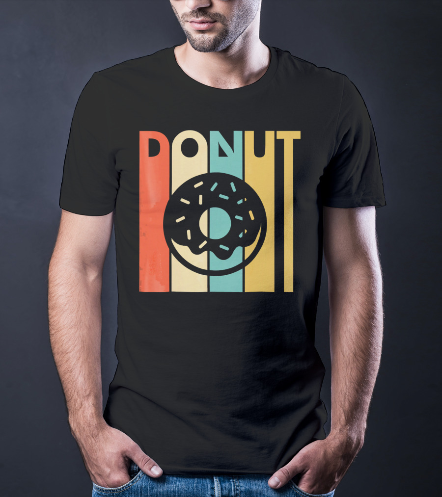 Vintage Style Donut Retro Stripes T-Shirt