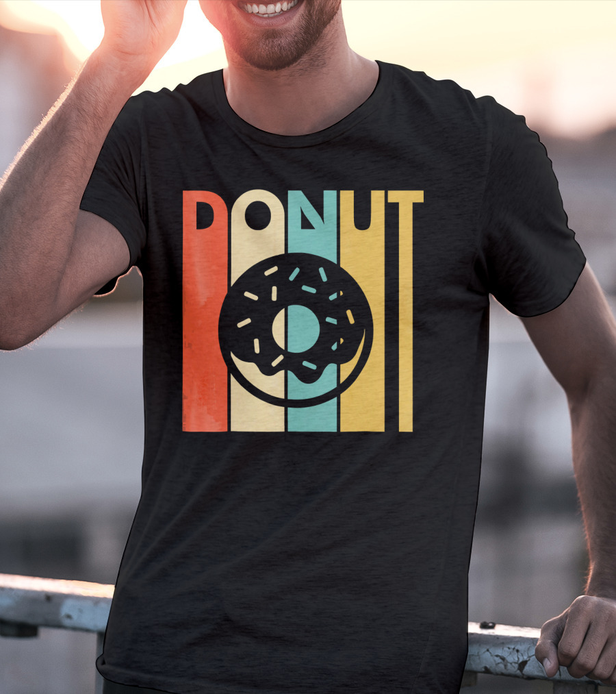 Vintage Style Donut Retro Stripes T-Shirt