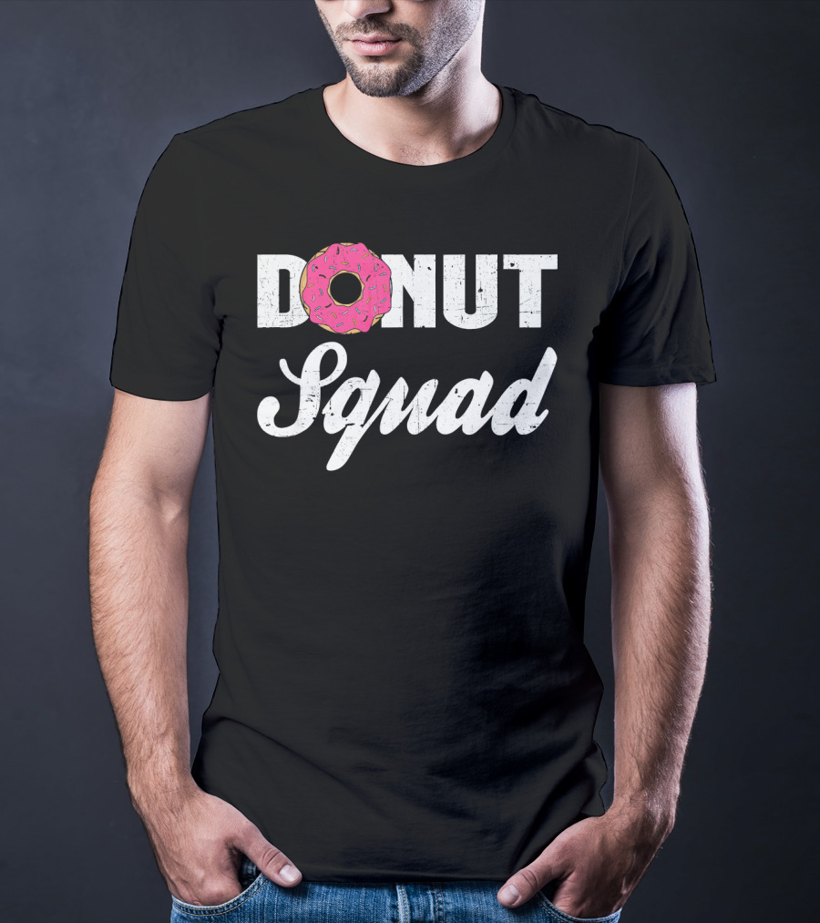 Donut Squad Funny Doughnut Lovers And Poli With Pink Frosted Topped Letters T-Shirt