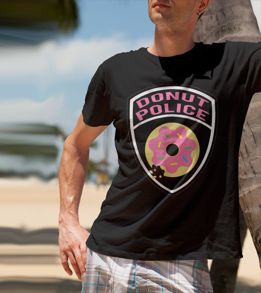 Donut Police Badge Funny Donut Lover Pink Sprinkles T-Shirt