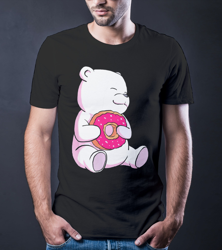 Polar Bear Holding Donut Animal Lover T-Shirt
