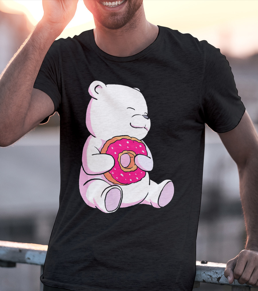 Polar Bear Holding Donut Animal Lover T-Shirt