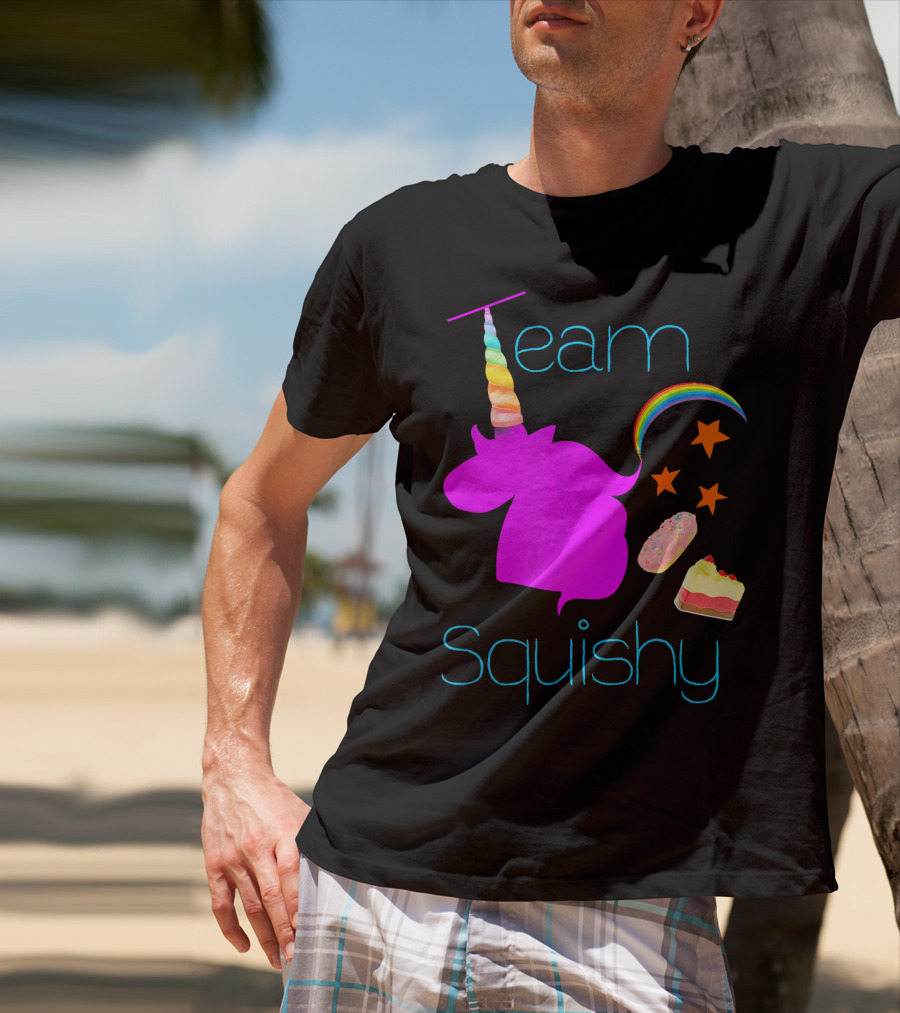 Team Squishy Forever Unicorn Rainbow Donut Cake Stars T-Shirt