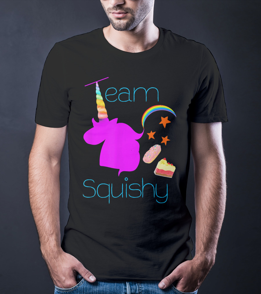 Team Squishy Forever Unicorn Rainbow Donut Cake Stars T-Shirt