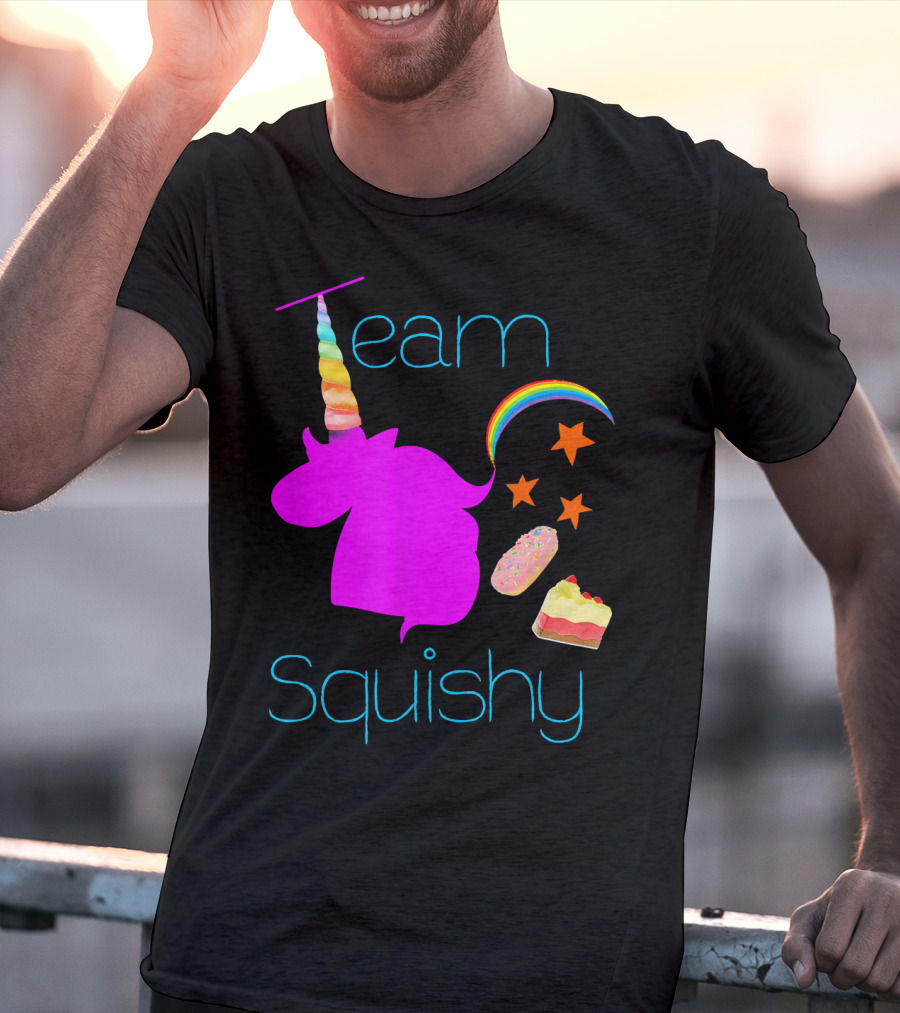 Team Squishy Forever Unicorn Rainbow Donut Cake Stars T-Shirt