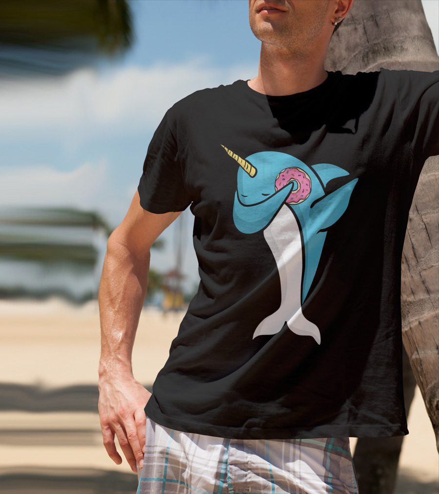 Narwhal Dabbing With Donut Pose T-Shirt