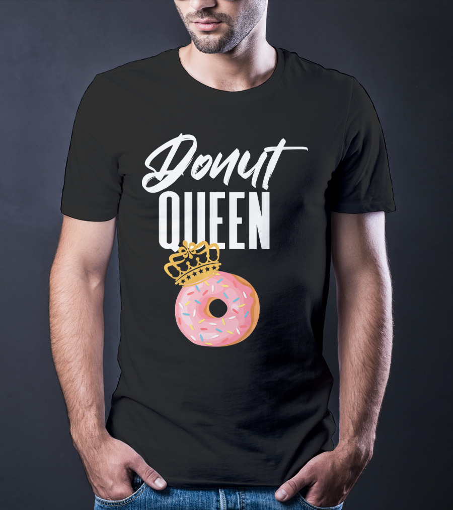 Donut Queen Sprinkled Women And Girls Pink Donut With Crown T-Shirt