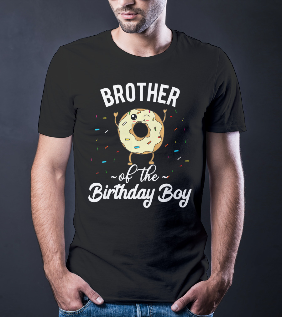 BROTHER Of The Birthday Boy Donut Winking Confetti T-Shirt