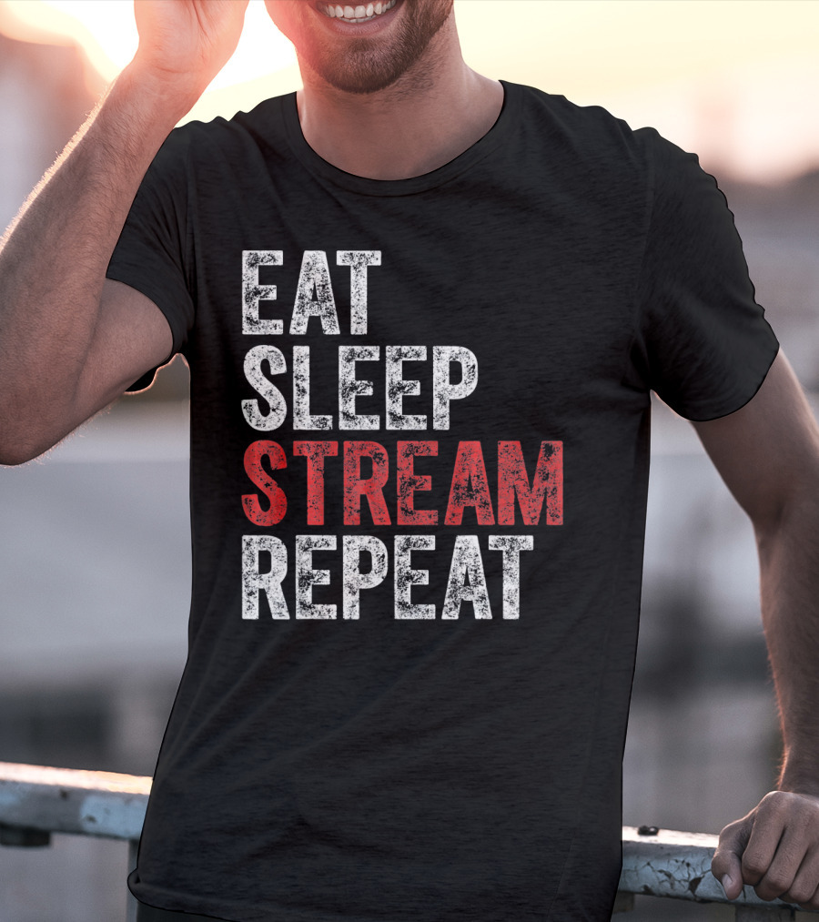 Eat Sleep Stream Repeat Bold Minimalist Gaming Lifestyle T-Shirt