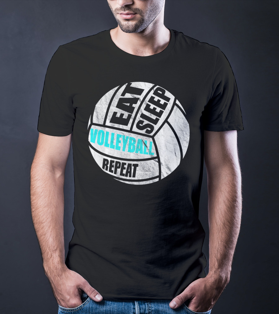 Eat Sleep Volleyball Repeat Distressed Girls Or Boys T-Shirt