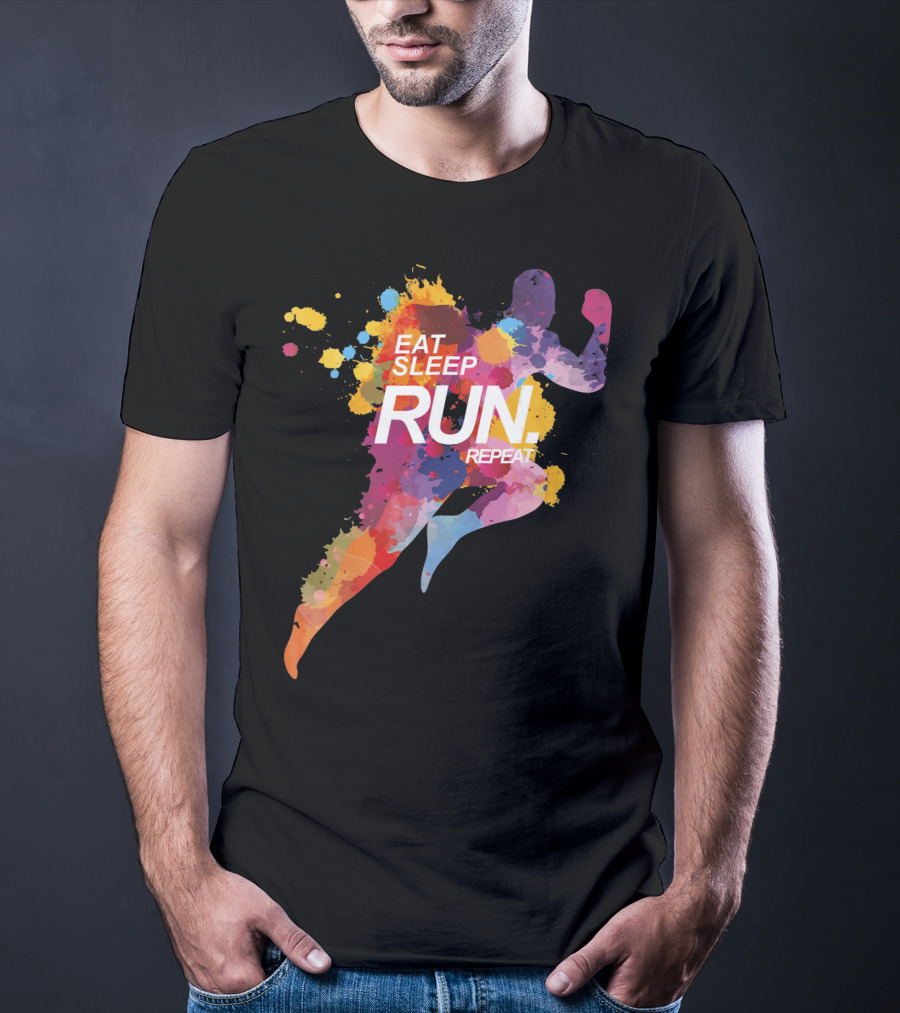 Eat Sleep Run Repeat Colorful Runner T-Shirt