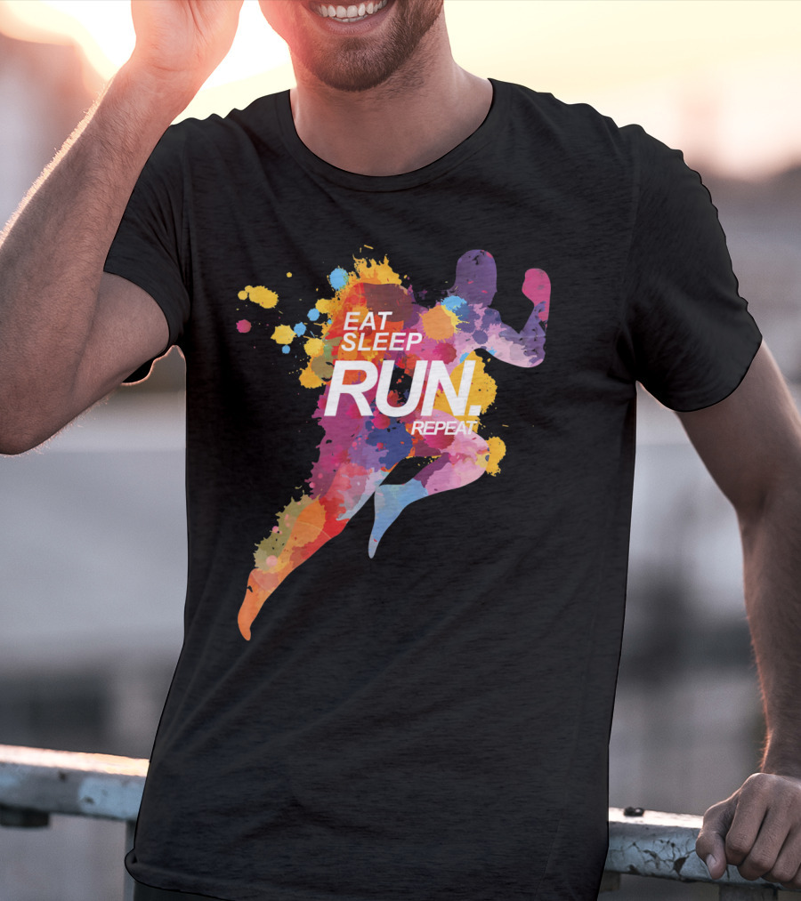 Eat Sleep Run Repeat Colorful Runner T-Shirt