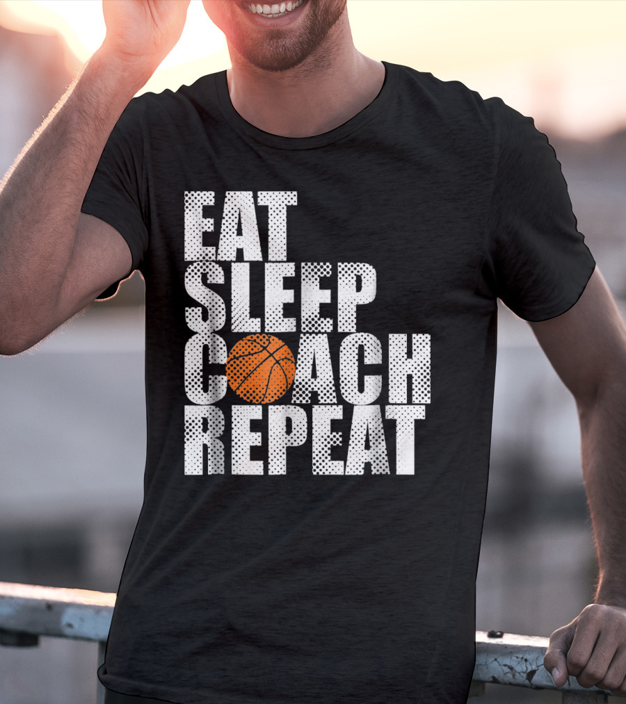 Eat Sleep Coach Basketball Repeat Vintage Style Fun Sports T-Shirt