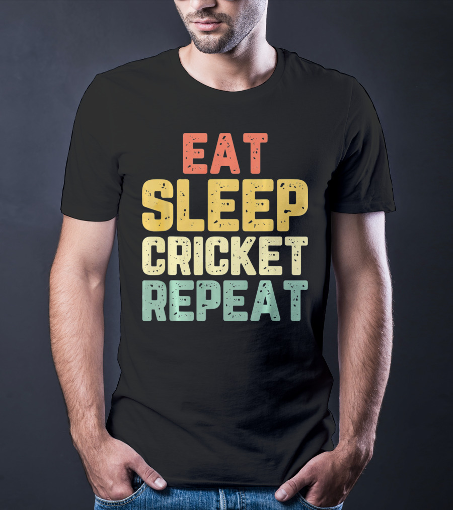 Eat Sleep Cricket Repeat Player Vin T-Shirt