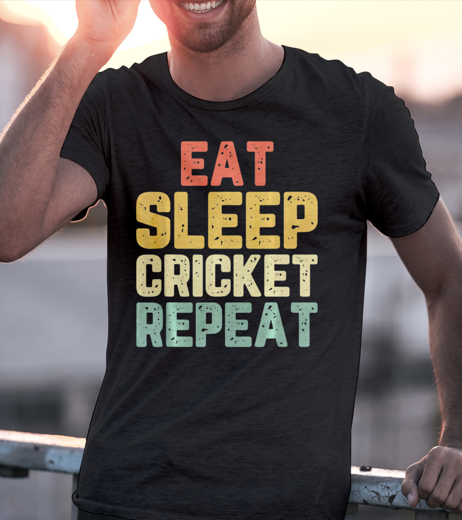 Eat Sleep Cricket Repeat Player Vin T-Shirt