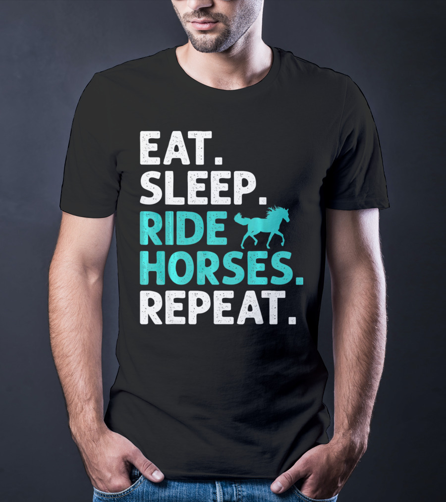 Eat Sleep Ride Horses Repeat Vintage Horse T-Shirt