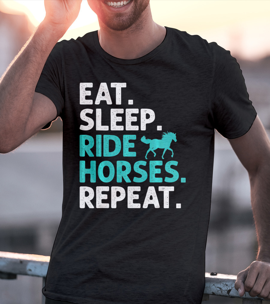 Eat Sleep Ride Horses Repeat Vintage Horse T-Shirt