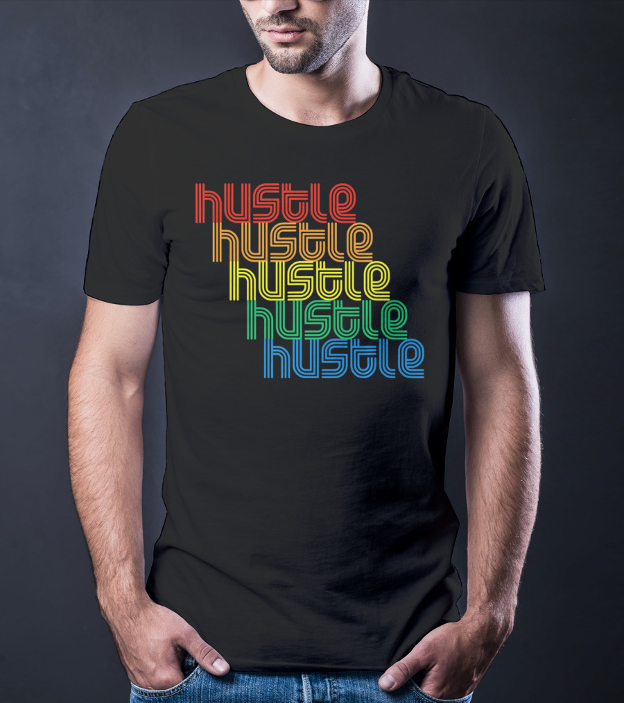 Hustle Hustle Hustle Hustle Hustle Repeat Vintage Disco 70s T-Shirt