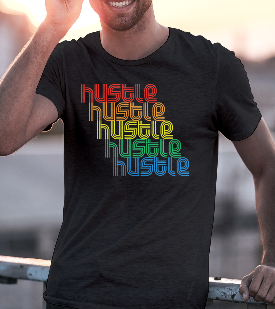 Hustle Hustle Hustle Hustle Hustle Repeat Vintage Disco 70s T-Shirt