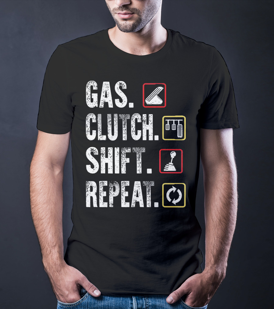 Gas Clutch Shift Repeat Pedal Icons Cycle T-Shirt