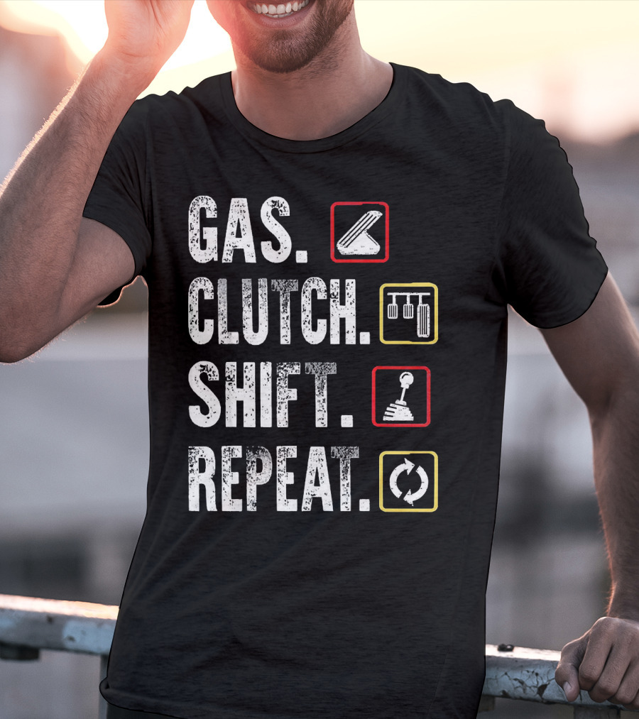 Gas Clutch Shift Repeat Pedal Icons Cycle T-Shirt