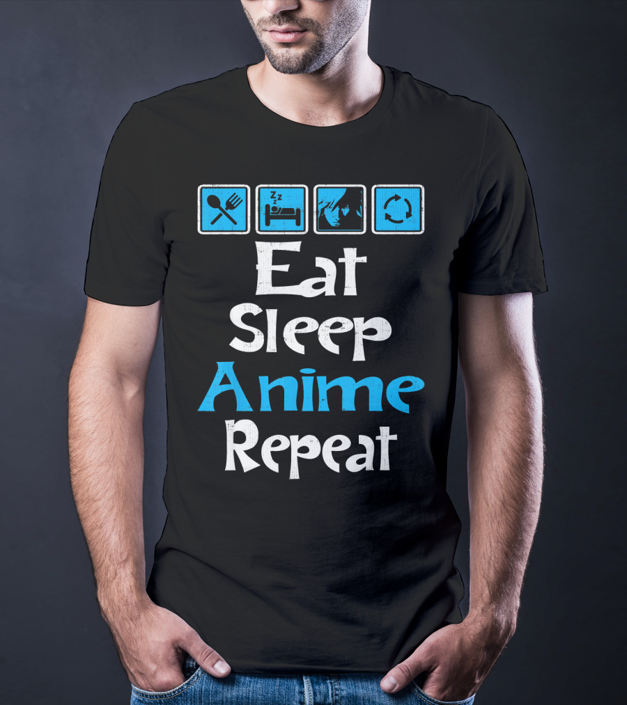 Eat Sleep Anime Repeat Manga SciFi T-Shirt