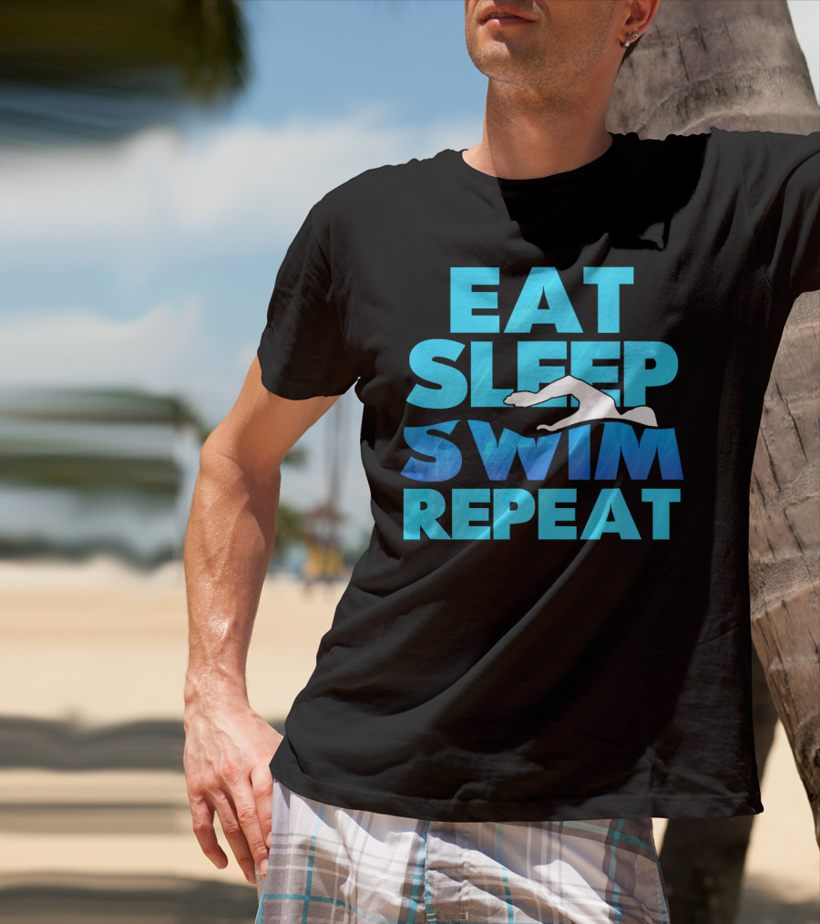 Eat Sleep Swim Repeat Swimmer Tees Iconic Phrase With Swim T-Shirt