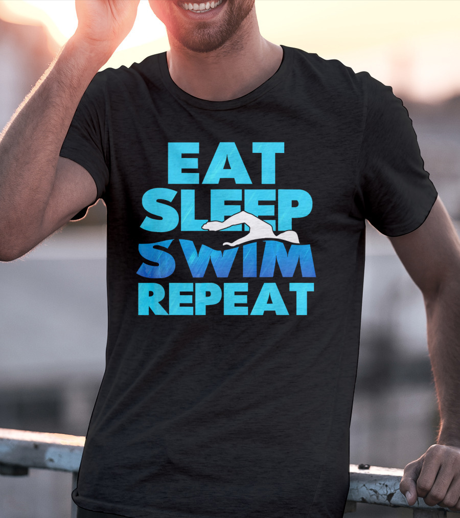 Eat Sleep Swim Repeat Swimmer Tees Iconic Phrase With Swim T-Shirt