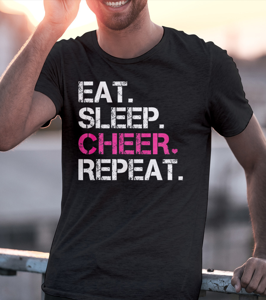 Eat Sleep Cheer Heart Repeat Cheerleading T-Shirt