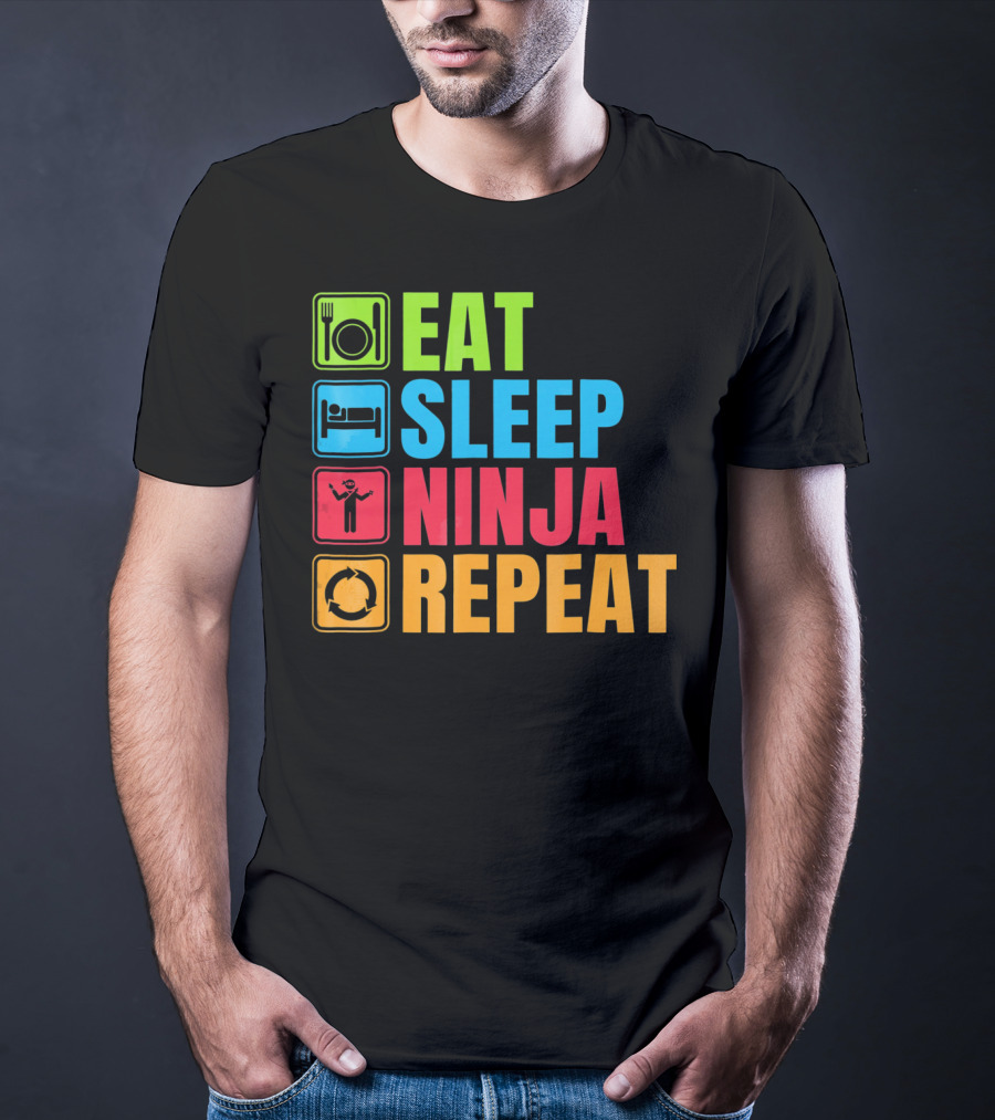 Eat Sleep Ninja Repeat Ninja Martial Arts Cycle T-Shirt