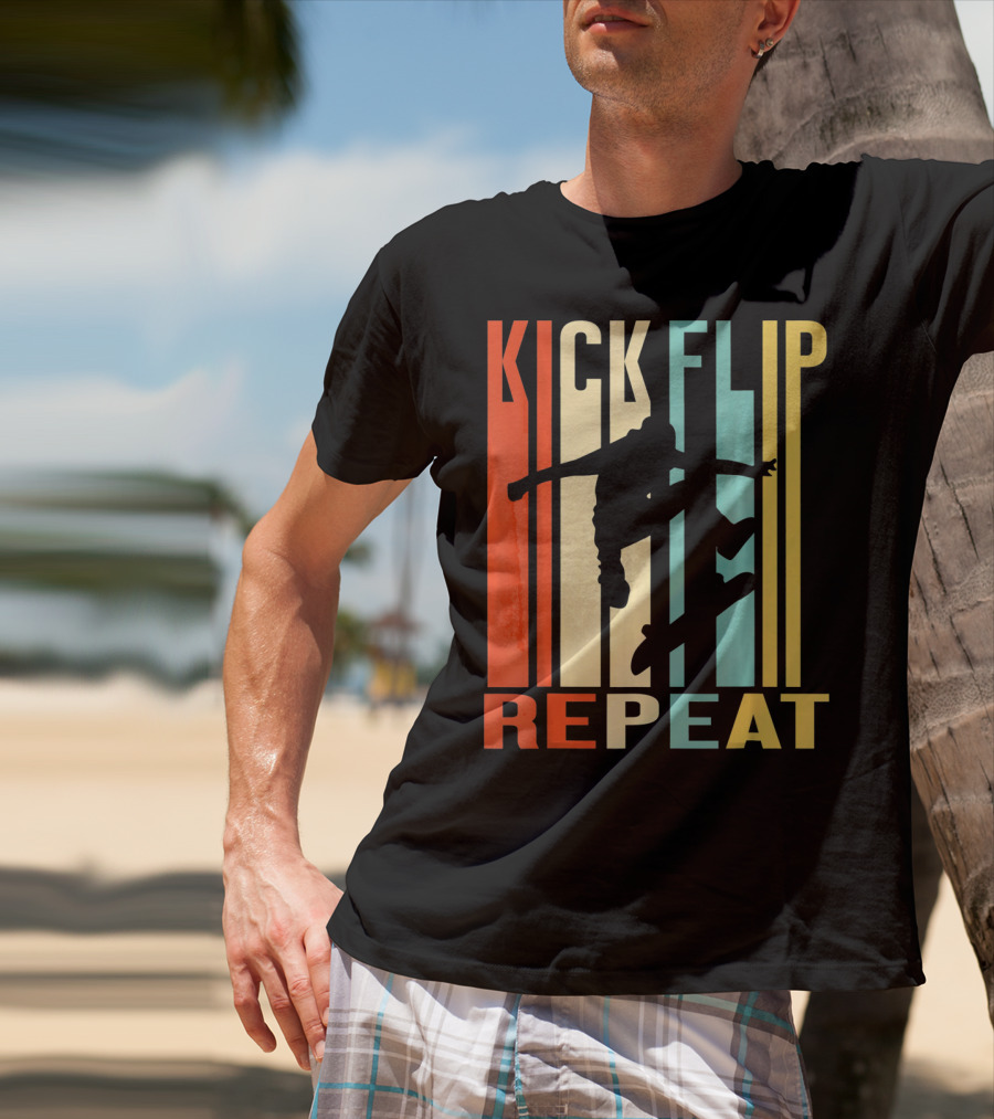 Kick Flip Repeat Vintage Skateboarding T-Shirt