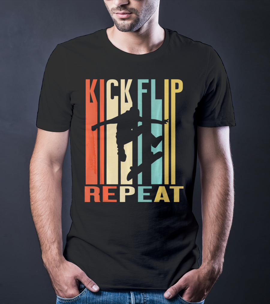 Kick Flip Repeat Vintage Skateboarding T-Shirt