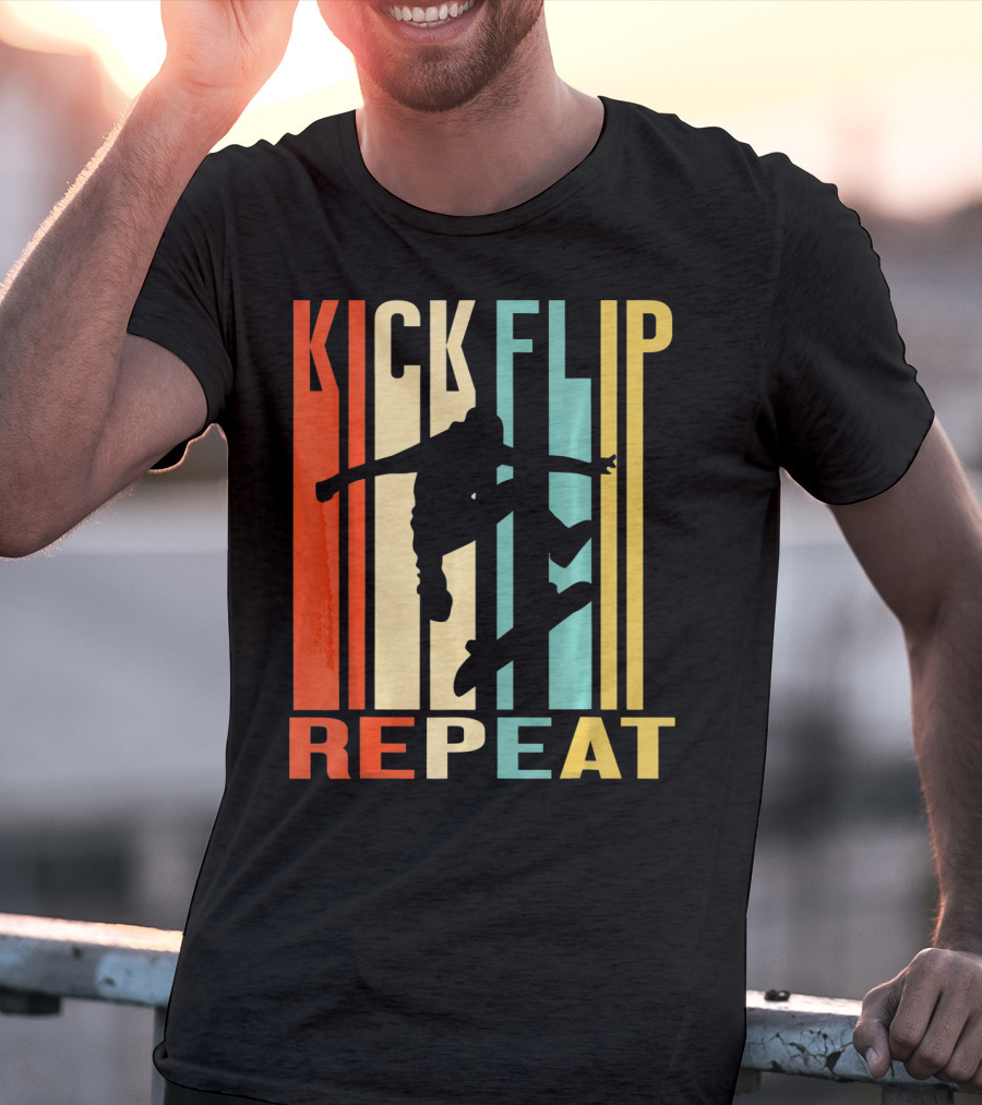 Kick Flip Repeat Vintage Skateboarding T-Shirt