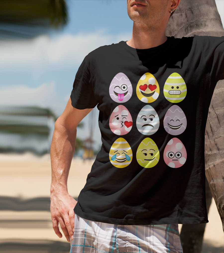 Easter Egg Emoji Faces Fun Expressions T-Shirt